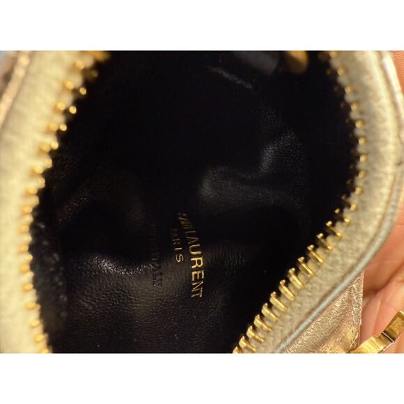 Saint Laurent Berlingo YSL Quilted Metallic Bag Charm*Brand-New w/Dustbag! Gold - Picture 9 of 11